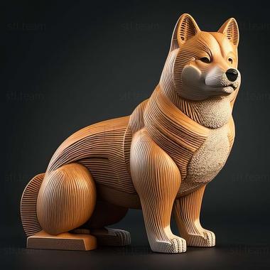 3D model Akita Inu dog (STL)